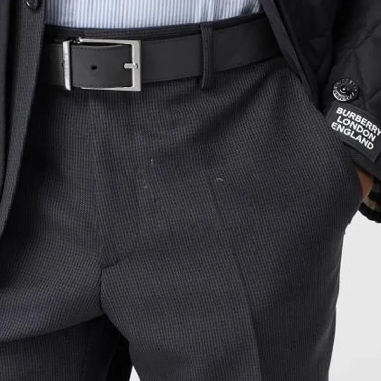 Burberry Fashion Trend Pin Buckle Belt Men's Black Width: 3.5cm-2