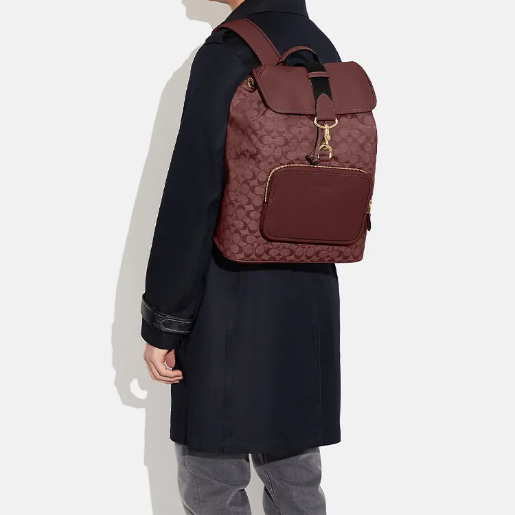 COACH Sullivan Fabric With Cow Leather Backpack Tubas Women's Burgundy-3