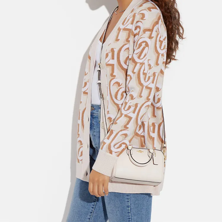 COACH Rowan Cross-Stitch Leather Handbags Shoulder Bag Crossbody Bag Small Size Women's White-3