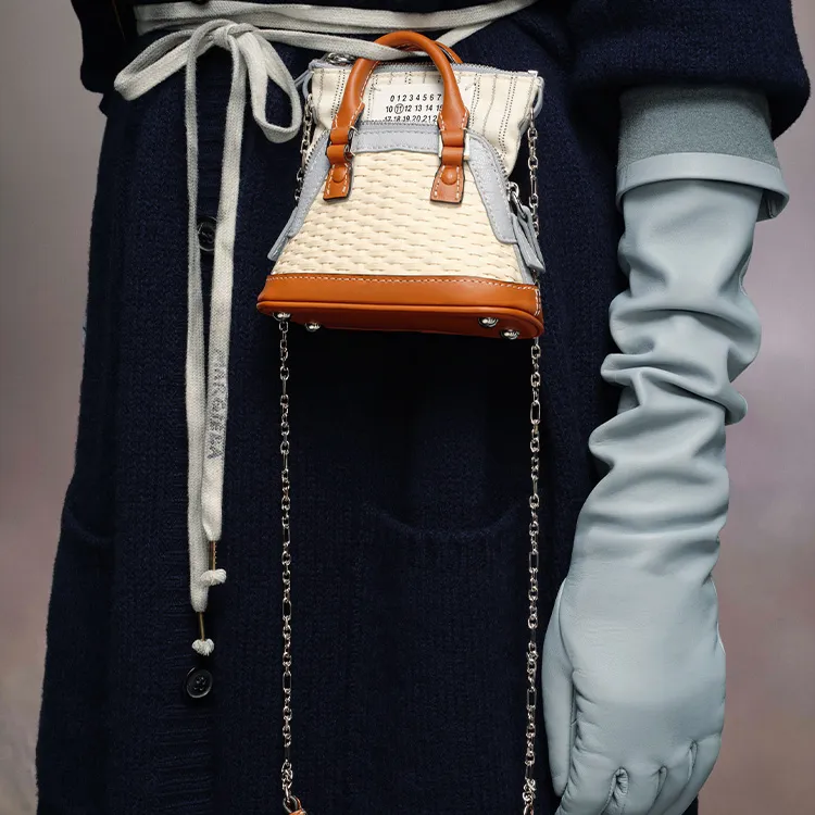 Maison Margiela 5AC Cow Leather Portable Crossbody Bag, Shoulder Bag Regular Women's Brown/Light Blue-3