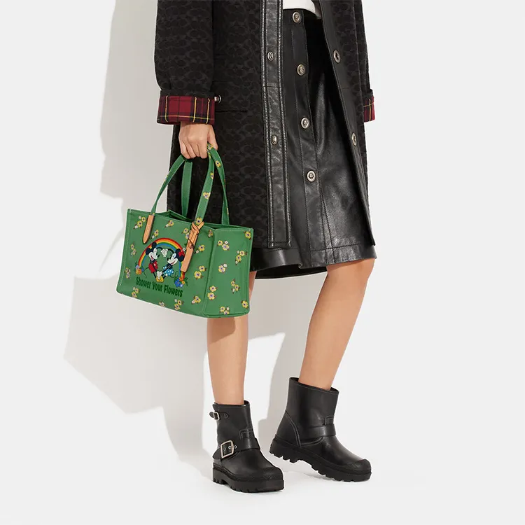 COACH Disney Collaboration Recycled Tote Fabric Tote Bag Shopping Bag Handbag Regular Women's Green-3