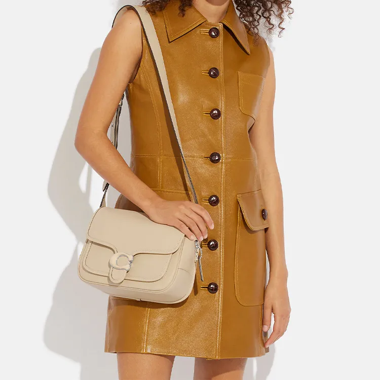 COACH Tabby Cow Leather Shoulder Bag, Crossbody Bag Medium Size Women's Beige-3