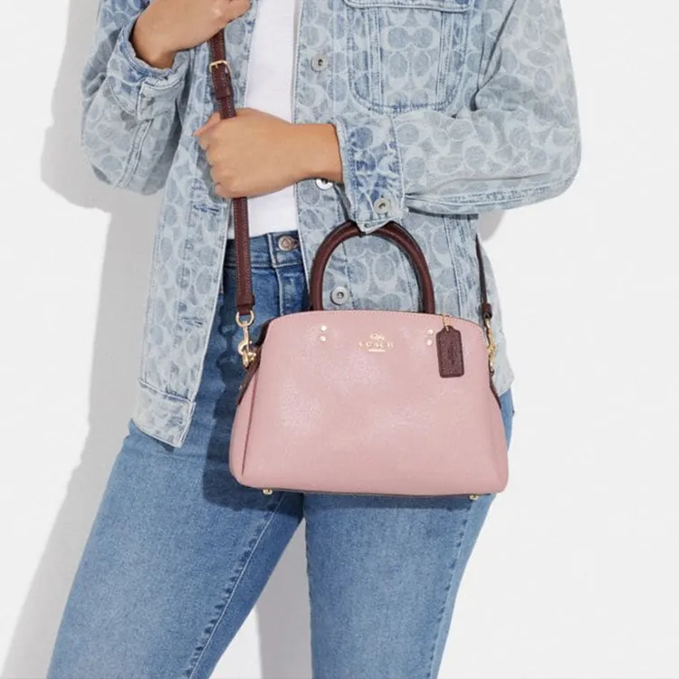 COACH Lillie Cross Stitch Leather Shoulder Bag Crossbody Bag Handbag Mini Women's Pink-3