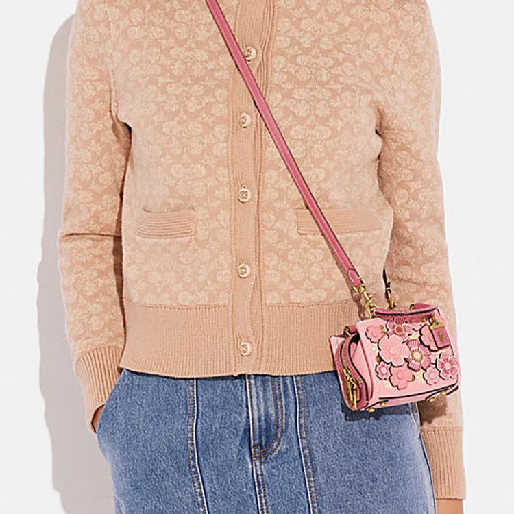COACH Rogue Leather Square Bag Shoulder Bag Crossbody Bag Mini Women's Pink-4