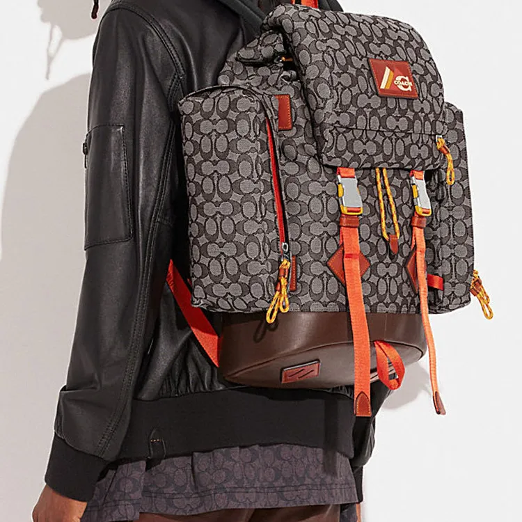 COACH Fabric With Calfskin Travel Bag Backpack Tubas Men's Gray-4