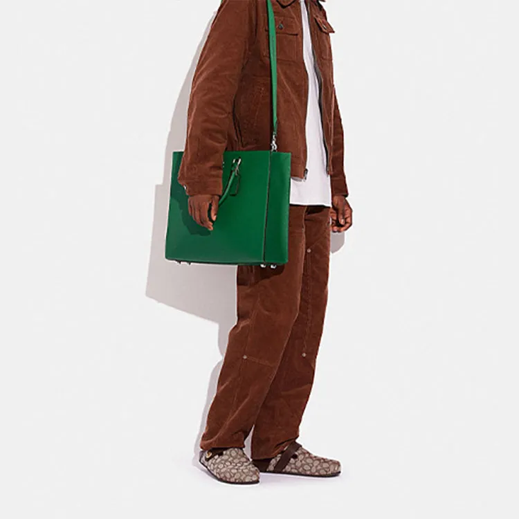COACH Canvas With Leather Tote Bag, Shopping Bag, Crossbody Bag, Shoulder Bag, Handbag Tubas Women's Green-3