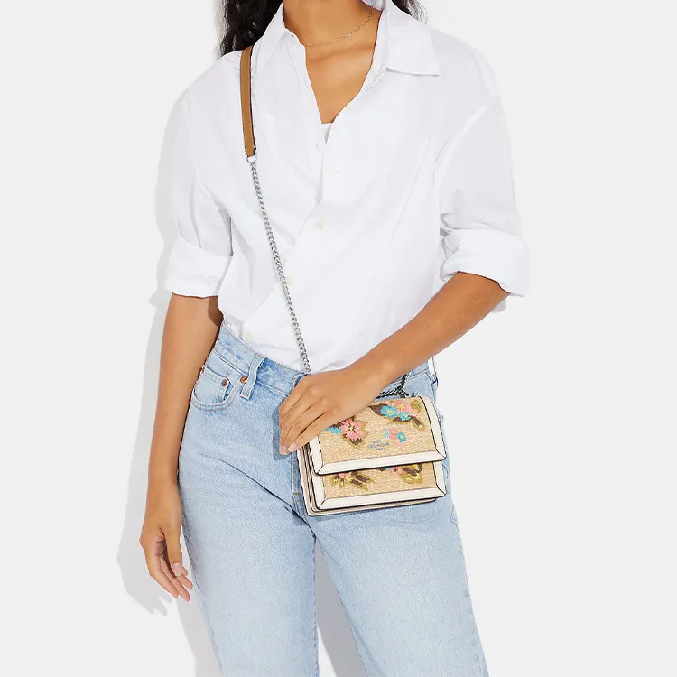 COACH Klare Canvas With Leather Messenger Bag, Shoulder Bag, Crossbody Bag Small Size Women's Khaki-3