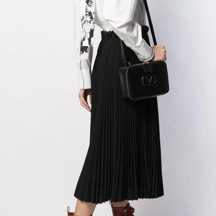 Valentino Grain Calfskin Shoulder Bag, Crossbody Bag Regular Women's Black-4