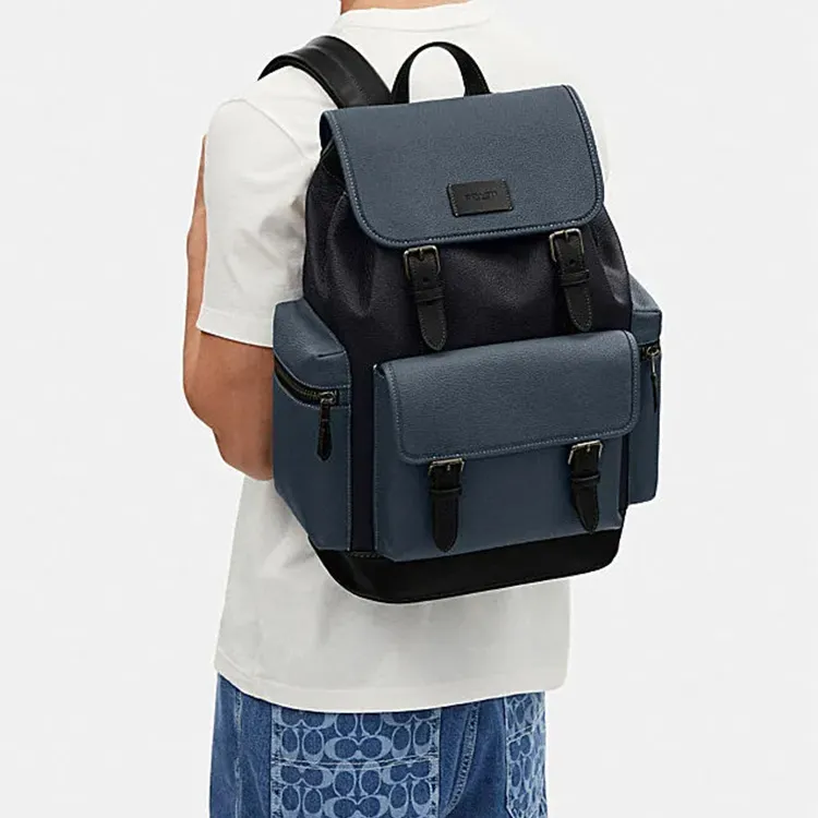 COACH Sprint Cow Leather Backpack Large Size Men's Navy Polyester Blue-3