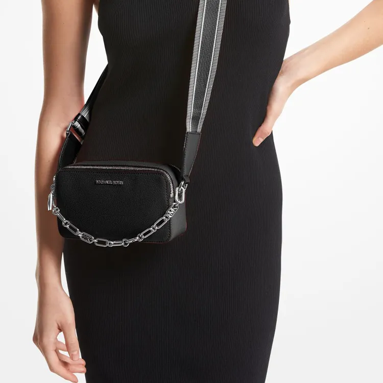 MICHAEL KORS Litchi Grain Leather Camera Bag, Shoulder Bag, Crossbody Bag Small Size Women's Black-4