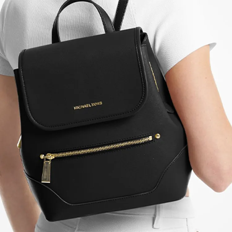 MICHAEL KORS Harrison Cross Stitch Leather Backpack Medium Size Unisex Black-3