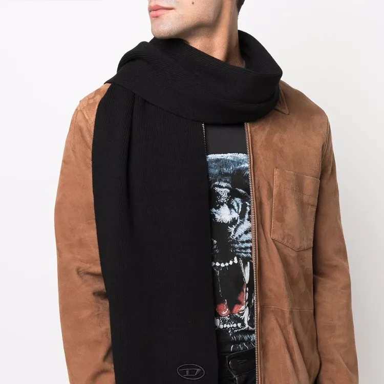 DIESEL K-Coder Logo Embroidered Ribbed Scarf-2