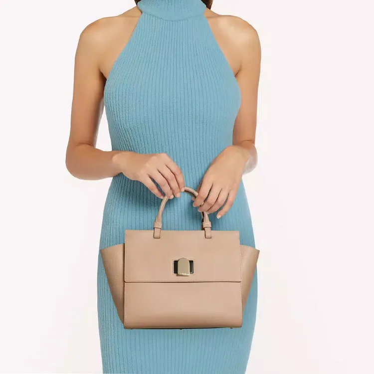 Furla Emma Tote Bag Shopping Bag Shoulder Bag Crossbody Bag Handbag Medium Size Women's Cameo Brown Pink-4