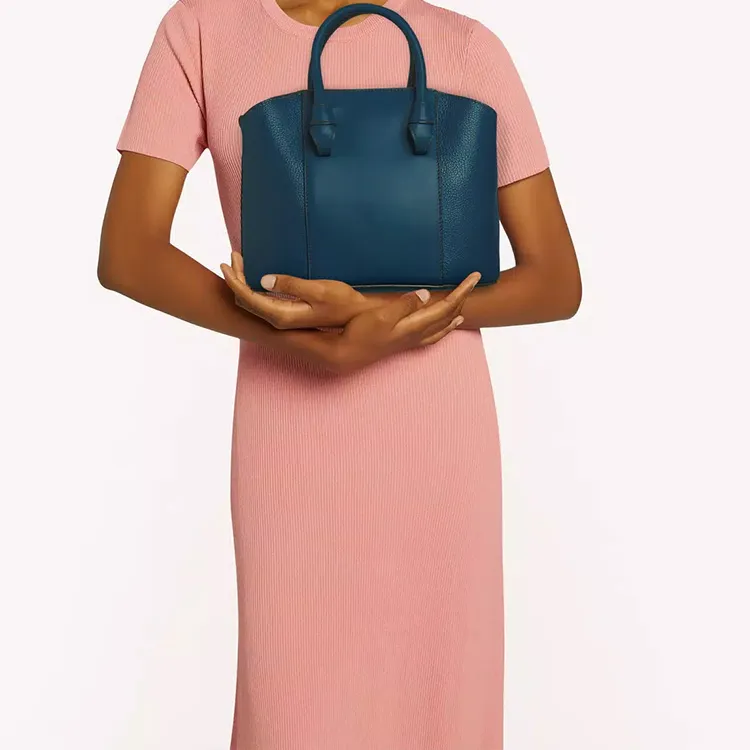 Furla Miastella Cow Leather Tote Bag Shopping Bag Handbag Women's Marine Blue-4