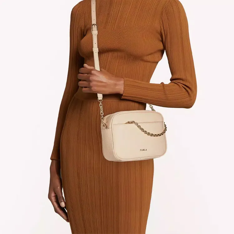 Furla Grained Calfskin Shoulder Bag Crossbody Bag Mini Women's Gold-4