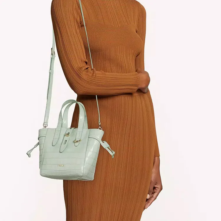 Furla Net Collection Leather Tote Bag Shopping Bag Shoulder Bag Crossbody Bag Handbag Mini Women's Mint Blue-4