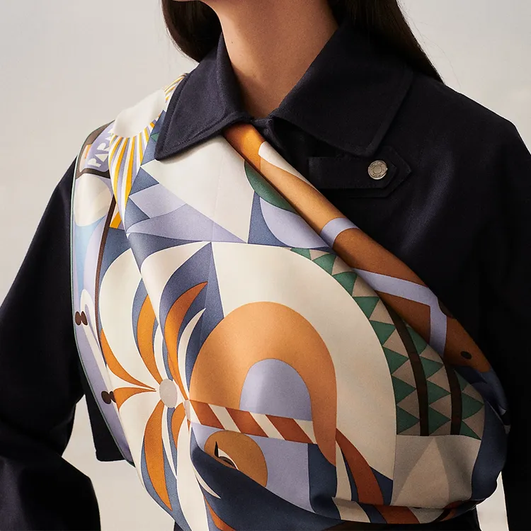 HERMES Grand Parade Silk Scarves Women's Cypress Green-1