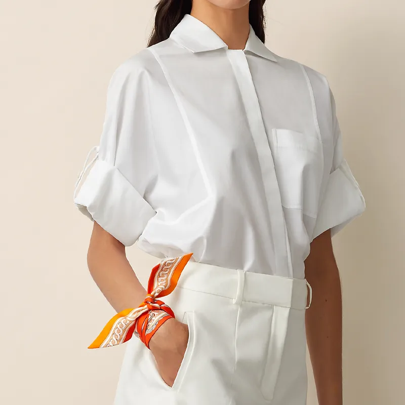 HERMES Silk Scarves Unisex Orange-1