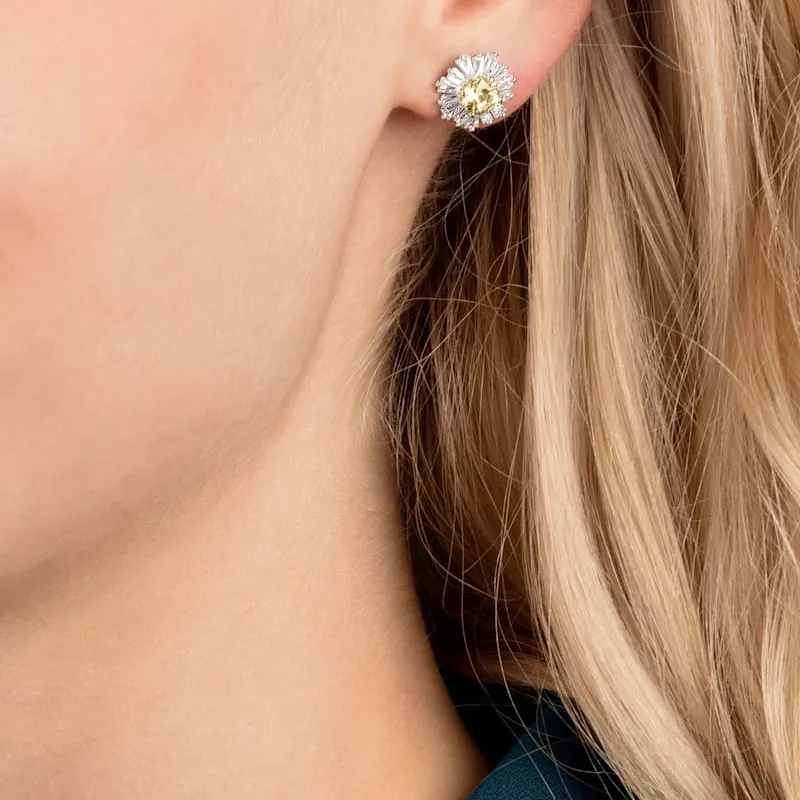 Swarovski Sunshine Stud Earrings Women's White-3