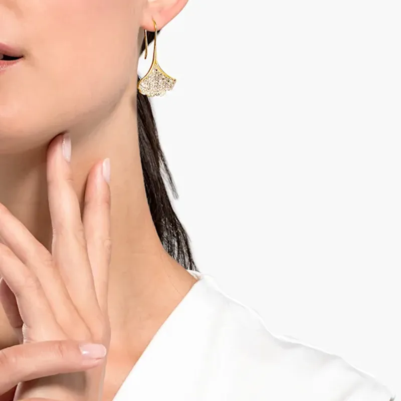 Swarovski Dancing Swan Earrings Women's Gold-3