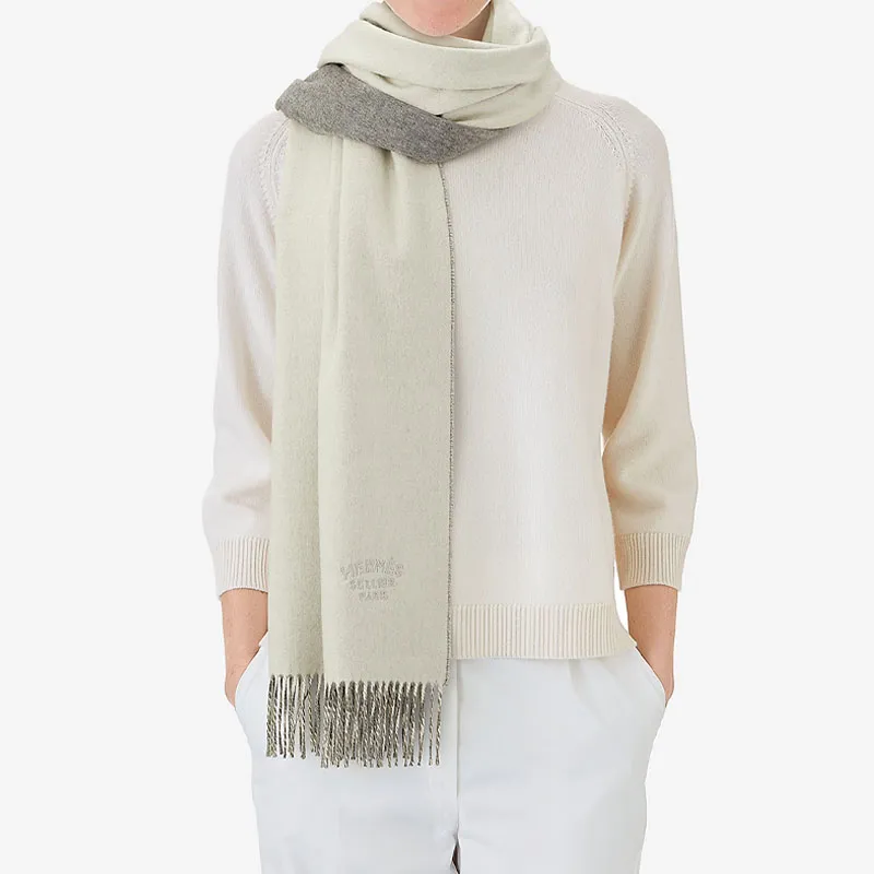 HERMES Shawls Women's Gray White-1