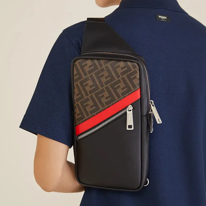 FENDI Coated Canvas With Leather Sling Bag, Crossbody Bag, Shoulder Bag Men's-4