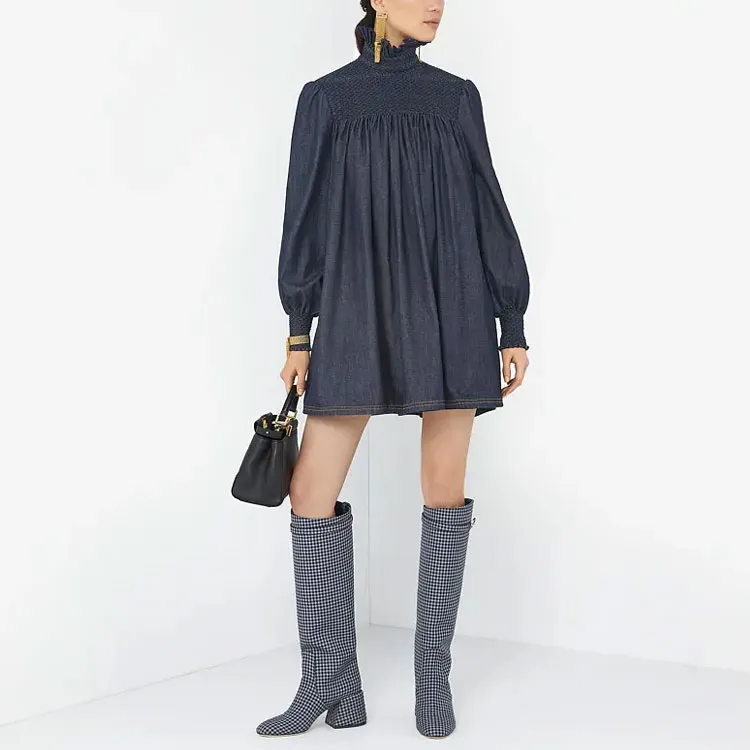 FENDI Long-Sleeved Dresses Women's Blue-2