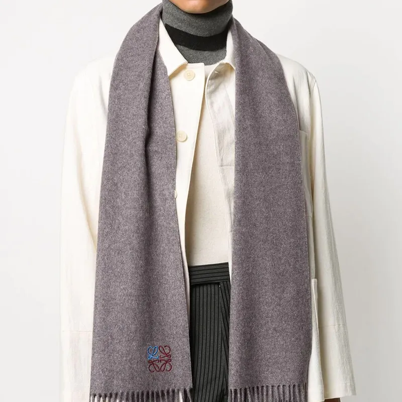 LOEWE Anagram Knit Scarves Unisex Gray-2