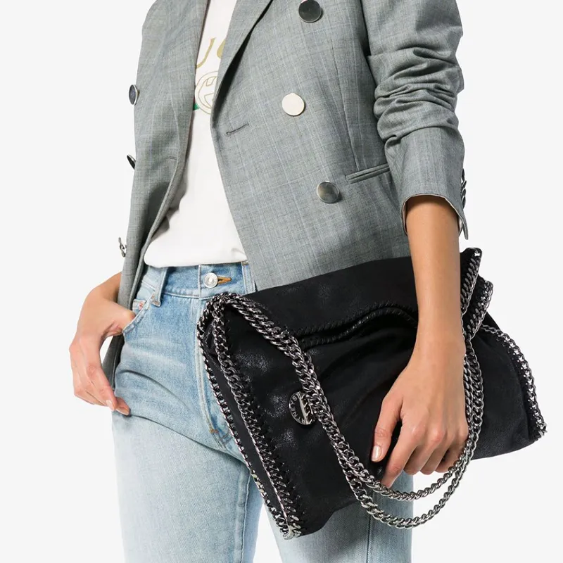 Stella McCartney Polyurethane Shoulder Bag Crossbody Bag Handbags Women's Black-4