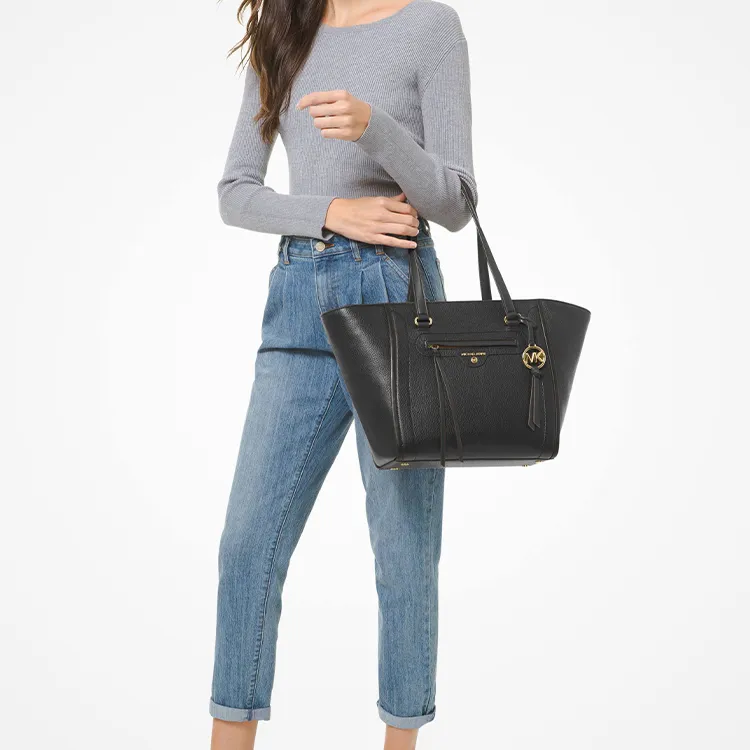 MICHAEL KORS Carine Leather Tote Bag Shopping Bag Shoulder Bag Handbag Medium Size Women's Black-3