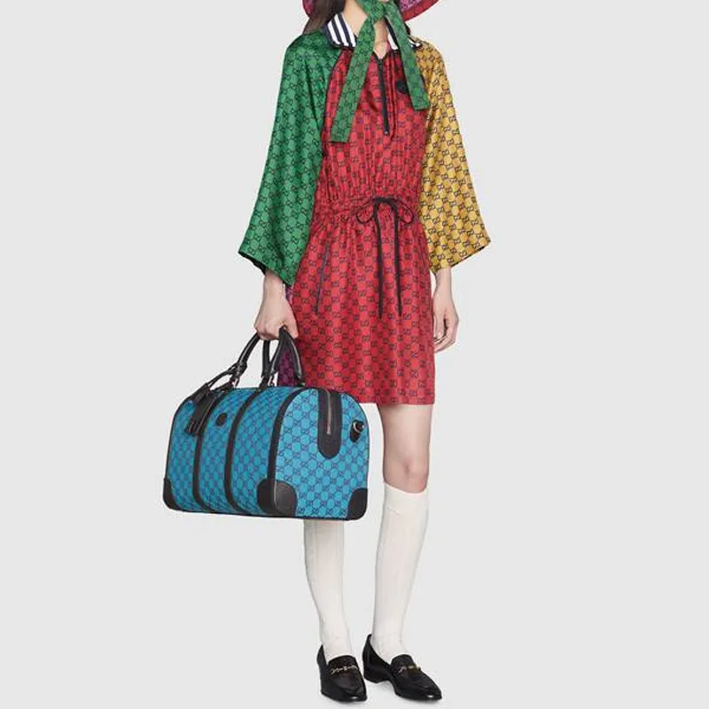 GUCCI Leather Logo Canvas With Leather Shoulder Bag Crossbody Bag Handbag Travel Bag Unisex Blue/Dark Blue-9