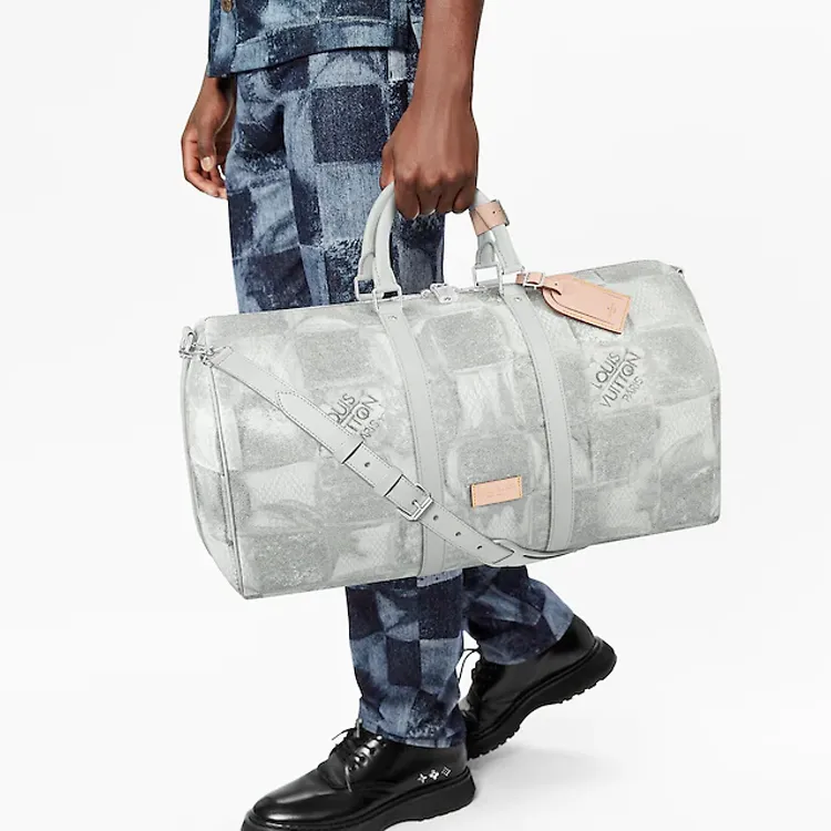 LOUIS VUITTON Keepall Bandouliere 50 Light Grey-5