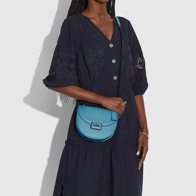 COACH Alie Leather Saddle Bag Shoulder Bag Crossbody Bag Small Size Women's Ice Blue-3