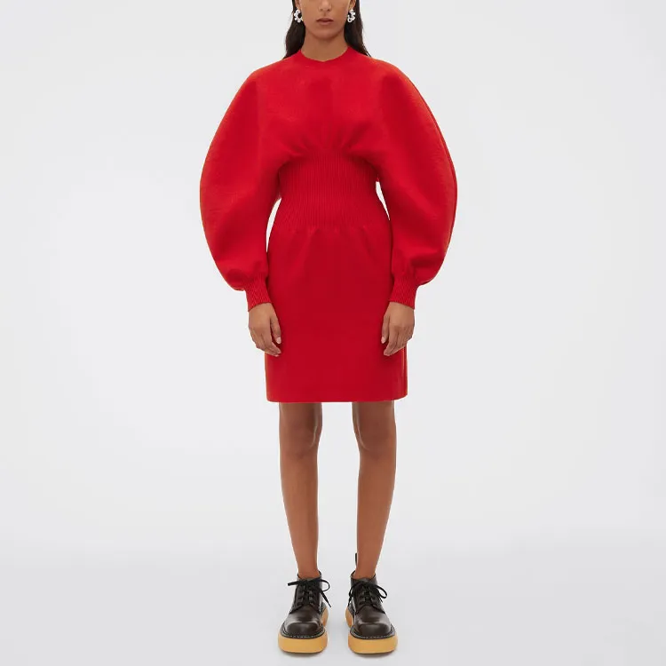 Bottega Veneta Long Sleeved Dress Women's Red-1
