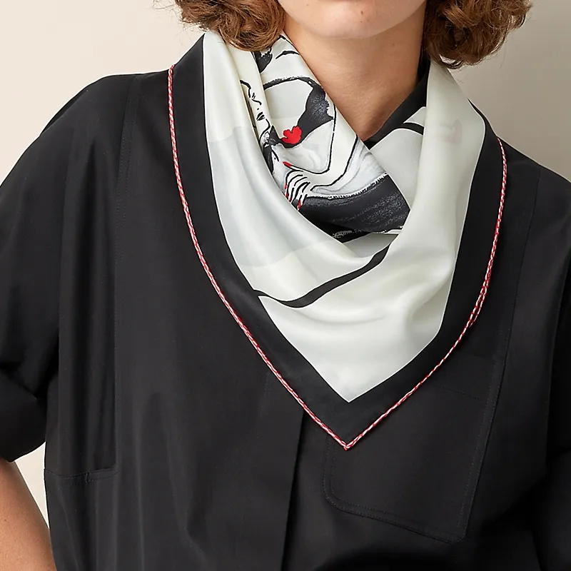 HERMES Silk Scarves Women's White-1
