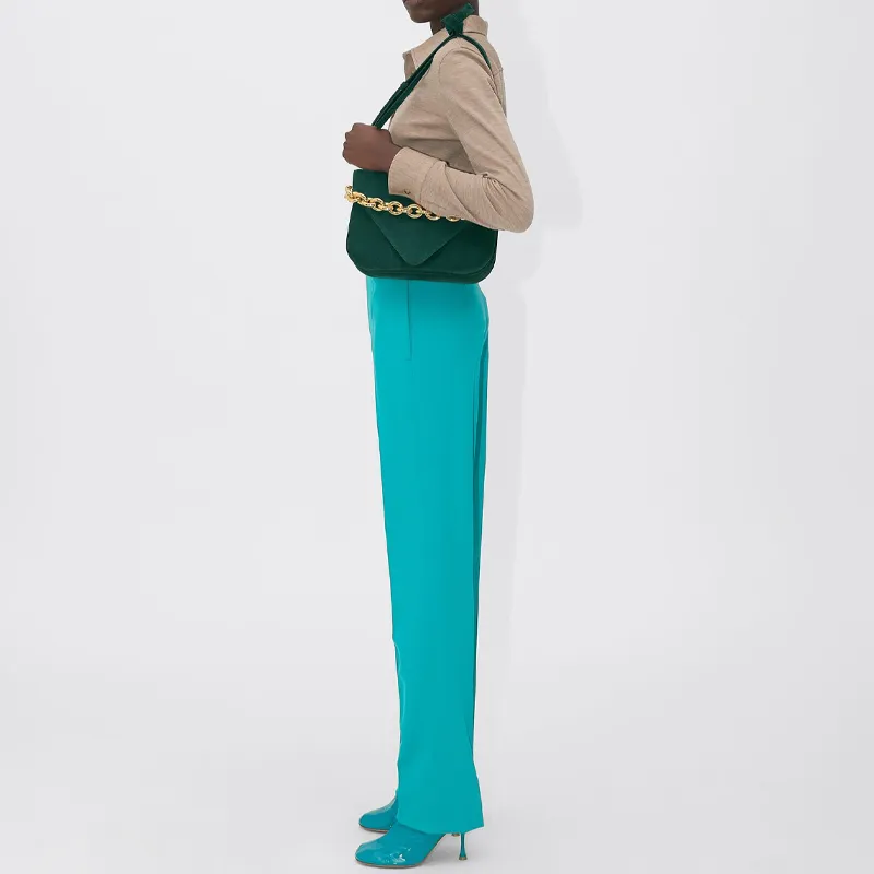 Bottega Veneta Suede Shoulder Bag Women's Dark Green-6