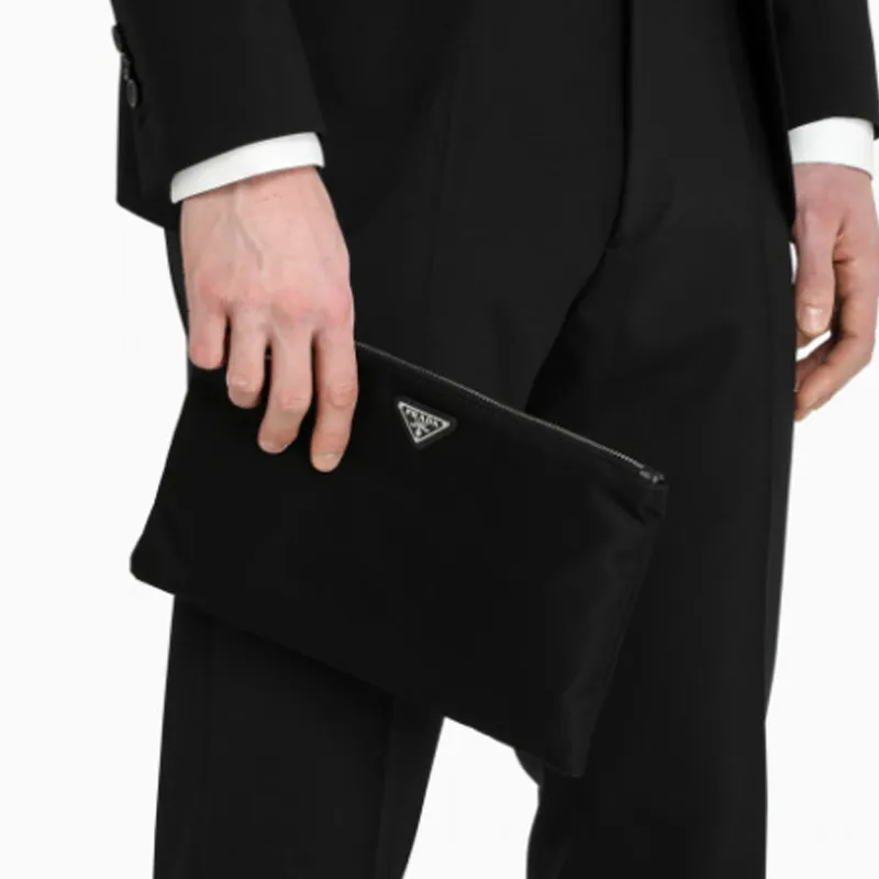 PRADA Nylon Clutches Wrist Bags Handbags Regular Men's Black-5