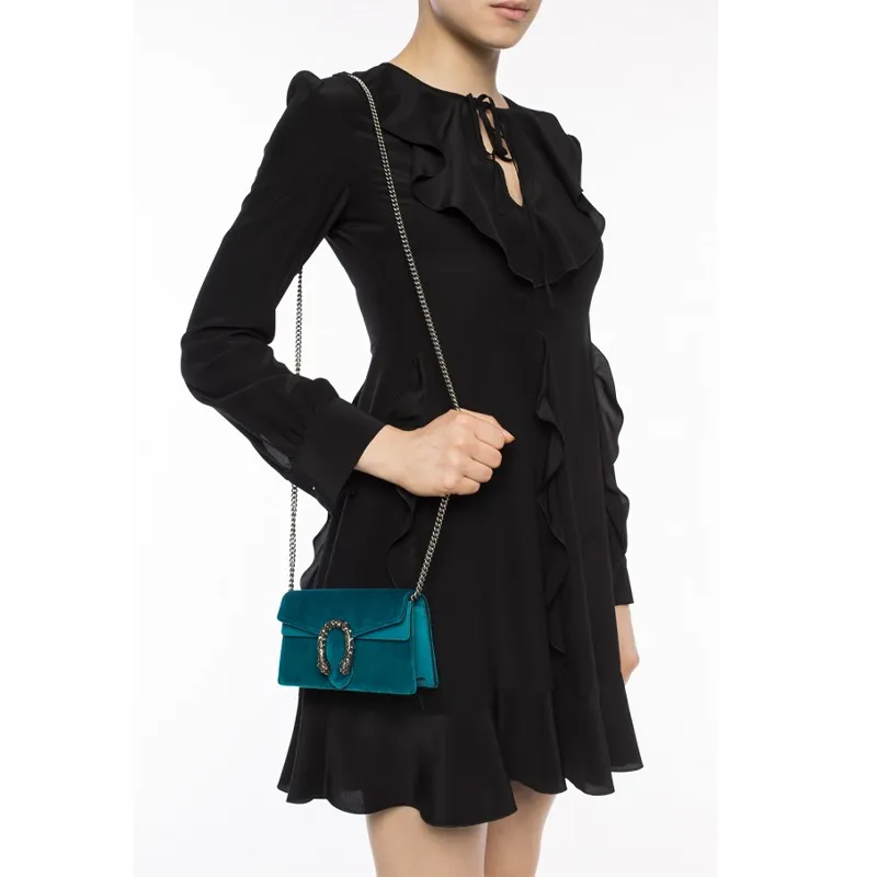 GUCCI Dionysus Velvet Shoulder Bag, Crossbody Bag Extra Mini Women's Peacock Green-10