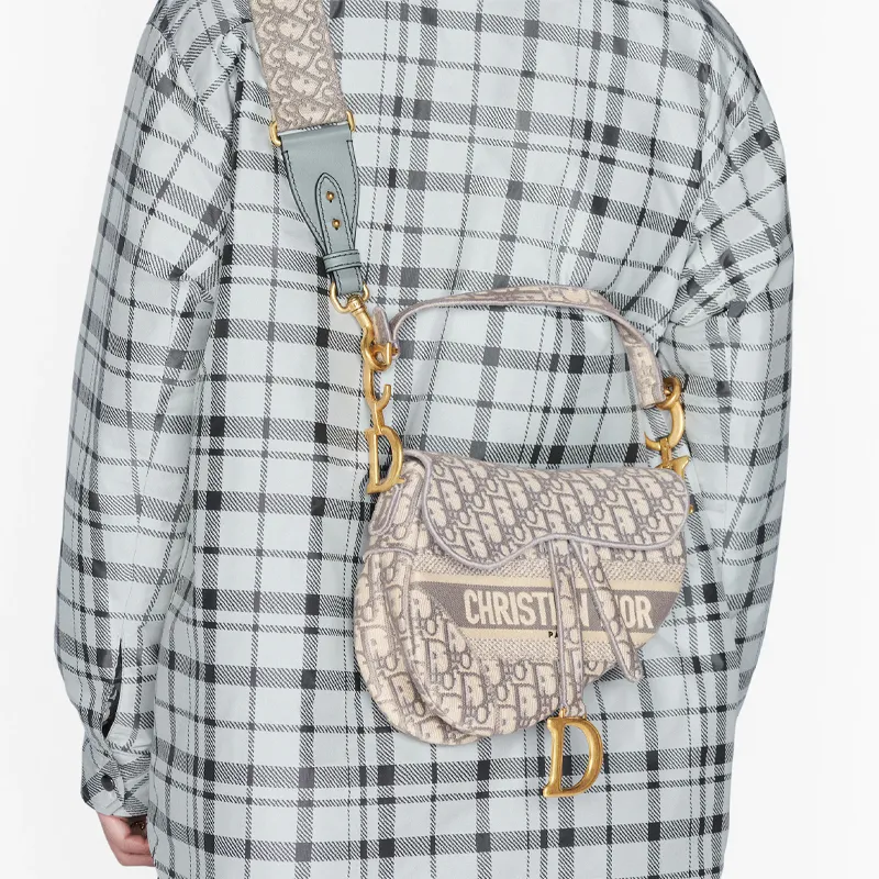 DIOR Saddle Bag Gray DIOR Oblique Embroidery-7