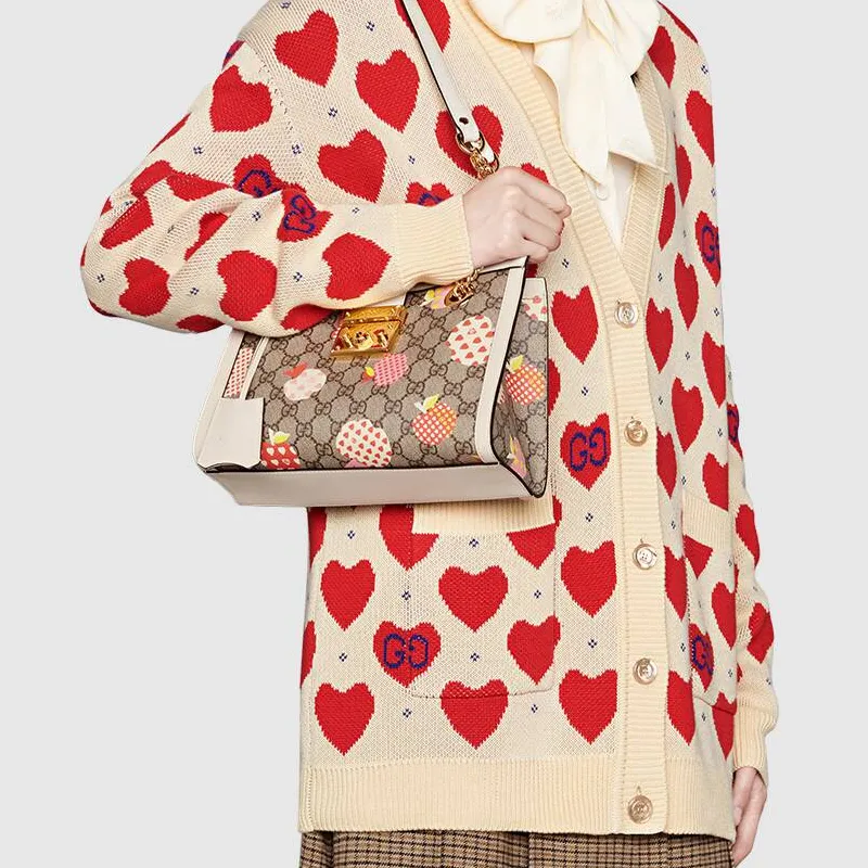 GUCCI Padlock Canvas Tote Bag Shopping Bag Portable Crossbody Bag Shoulder Bag Women's White & Ebony-8