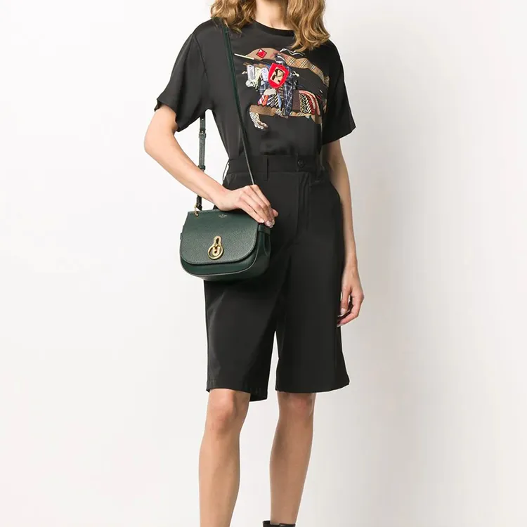Mulberry Leather Shoulder Bag, Crossbody Bag Women's Green-4