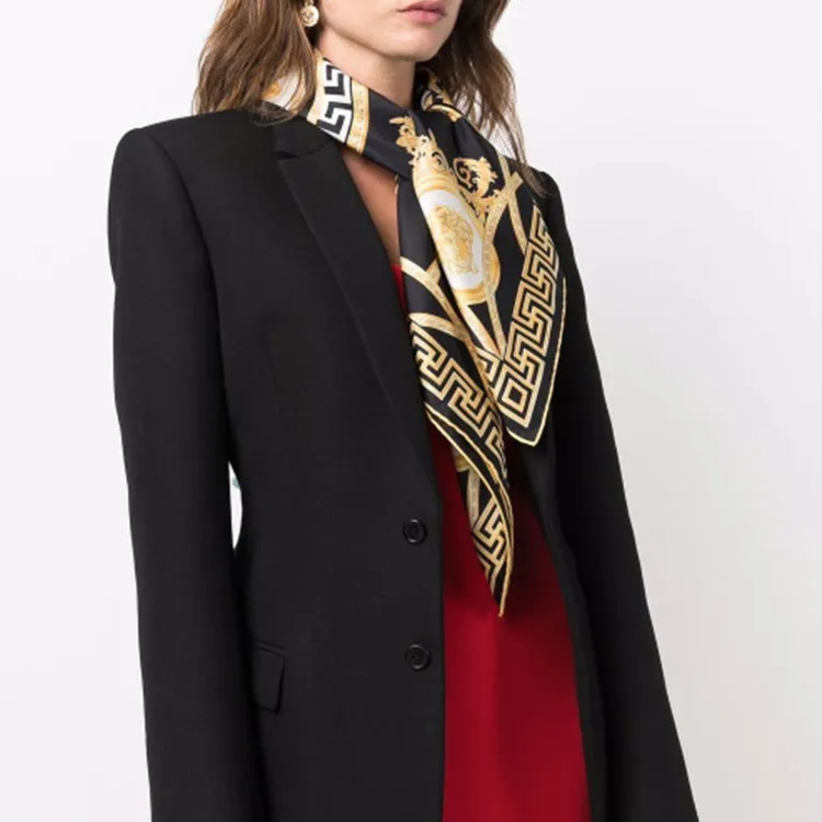 VERSACE Silk Scarves Women's Black-1