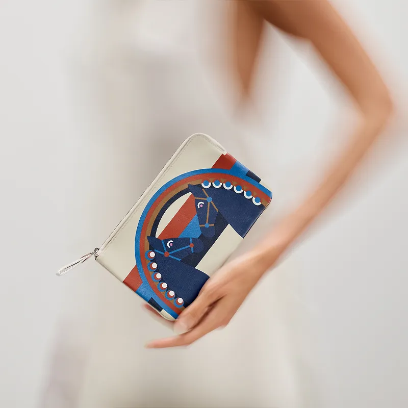 HERMES Carre Pocket Cow Leather Clutch Regular Women's Ecru-4