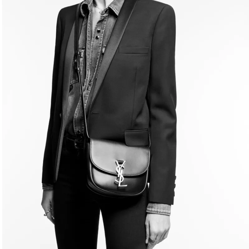 SAINT LAURENT KAIA Smooth Leather Saddle Bag, Crossbody Bag, Shoulder Bag Women's White-6