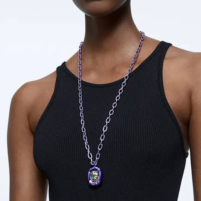 Swarovski Metal Necklaces Women's Purple-1