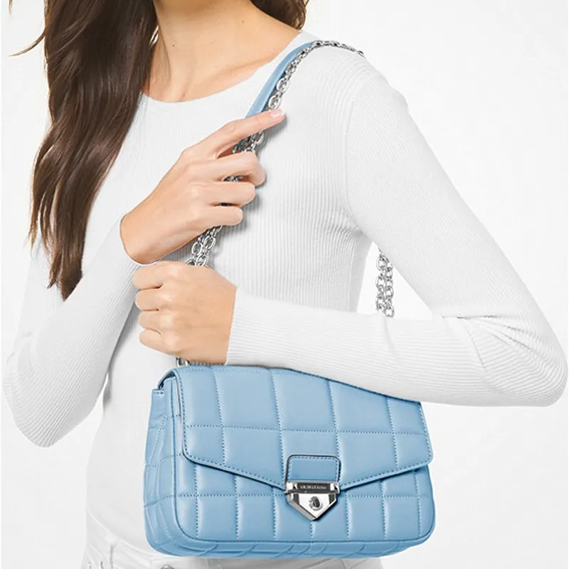 MICHAEL KORS Soho Sheepskin Shoulder Bag, Crossbody Bag, Handbag Tubas Women's Sky Blue-4
