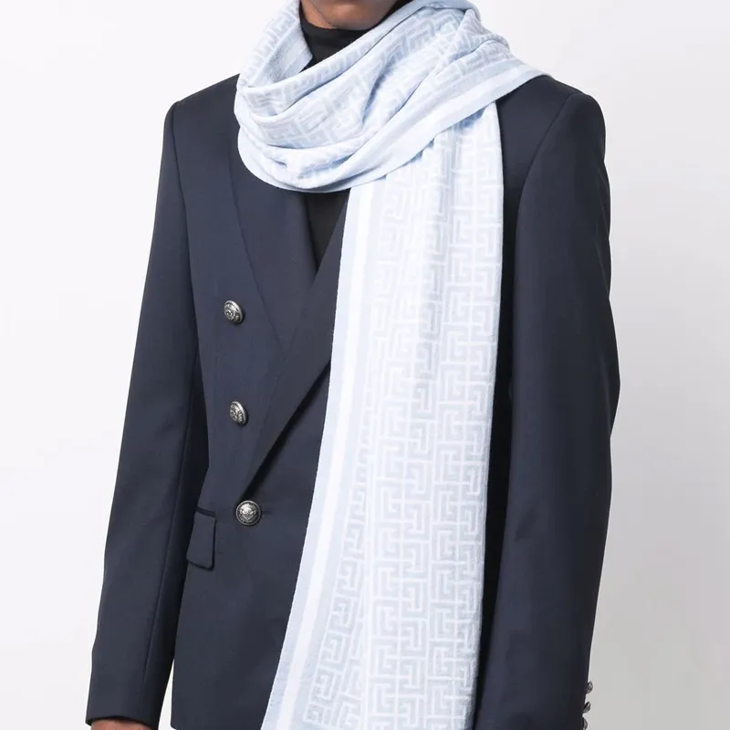 BALMAIN Scarves Men White/Light Blue-1