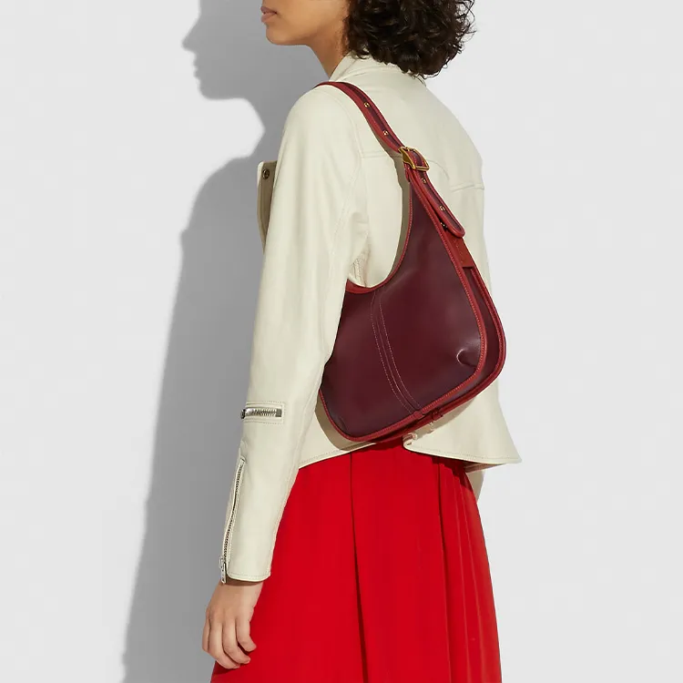 COACH Ergo Leather Shoulder Bag, Crossbody Bag Women's Burgundy-5