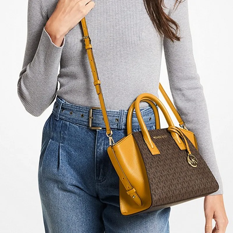 MICHAEL KORS Avril Leather Ear Bag, Handbag, Crossbody Bag Trumpets Women's Golden Orange-3