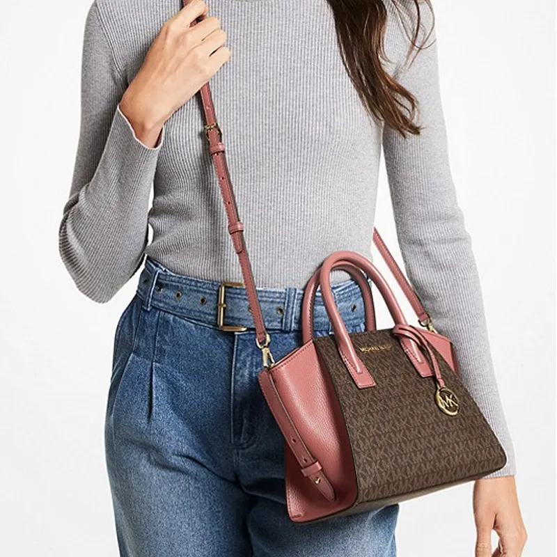 MICHAEL KORS Avril Leather Ear Bag Handbag Shoulder Bag Crossbody Bag Small Size Women's Sunset Rose Red-4
